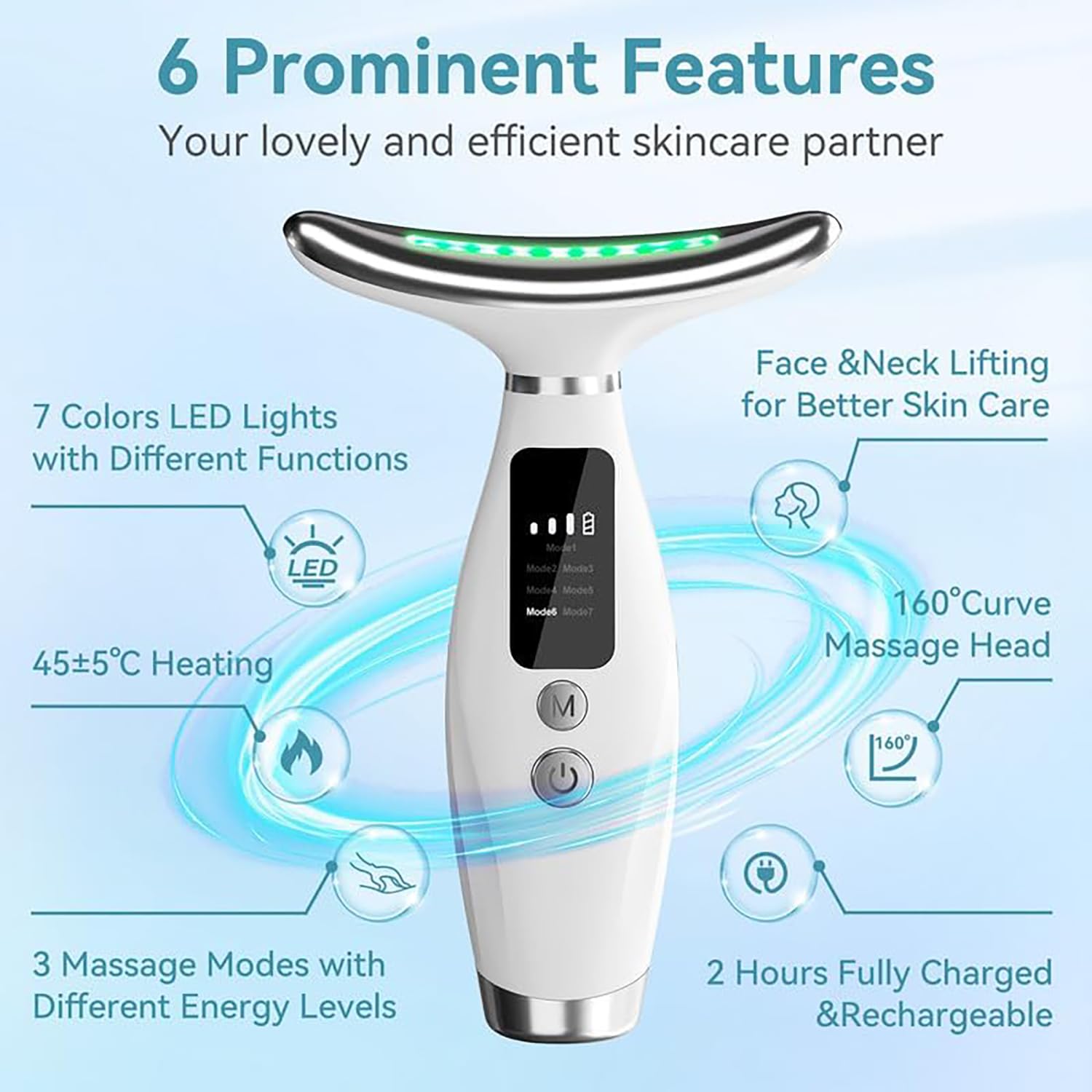 Neck Face Massager, Multi-Function Face Massager with 7 Color Modes - My Store