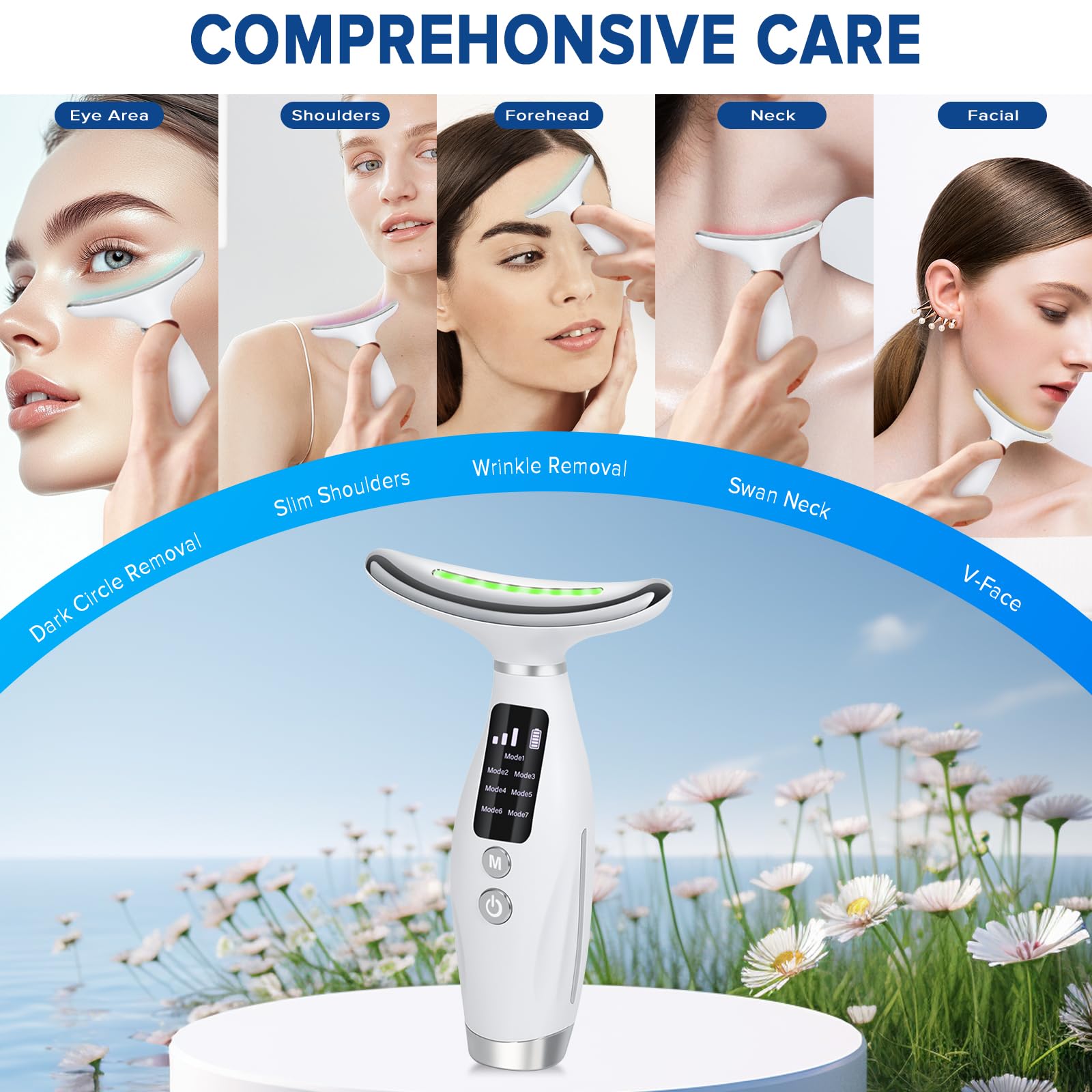 Neck Face Massager, Multi-Function Face Massager with 7 Color Modes - My Store