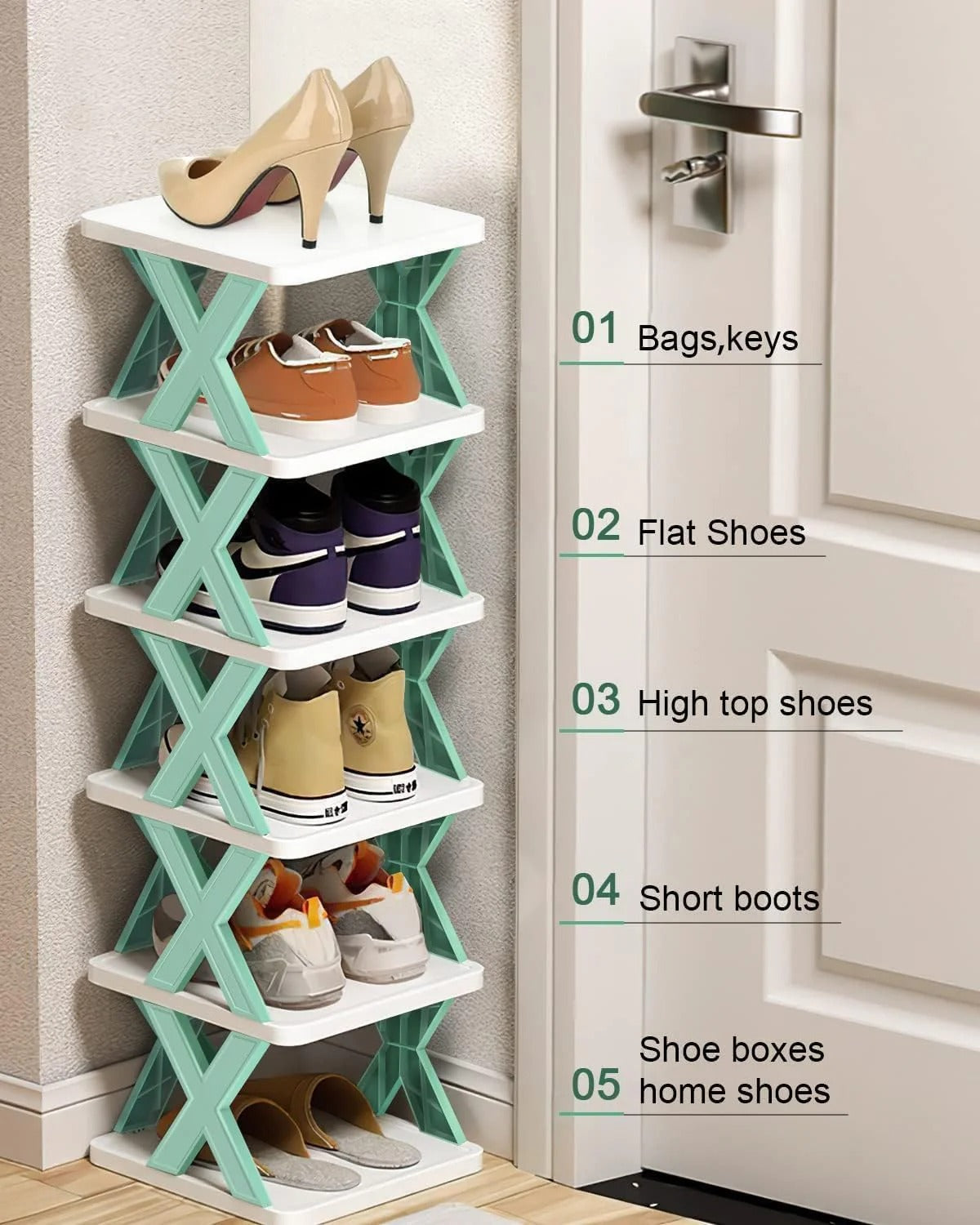 Stackable Narrow Shoe Rack - 6-Tier Storage Organizer for Small Spaces - My Store