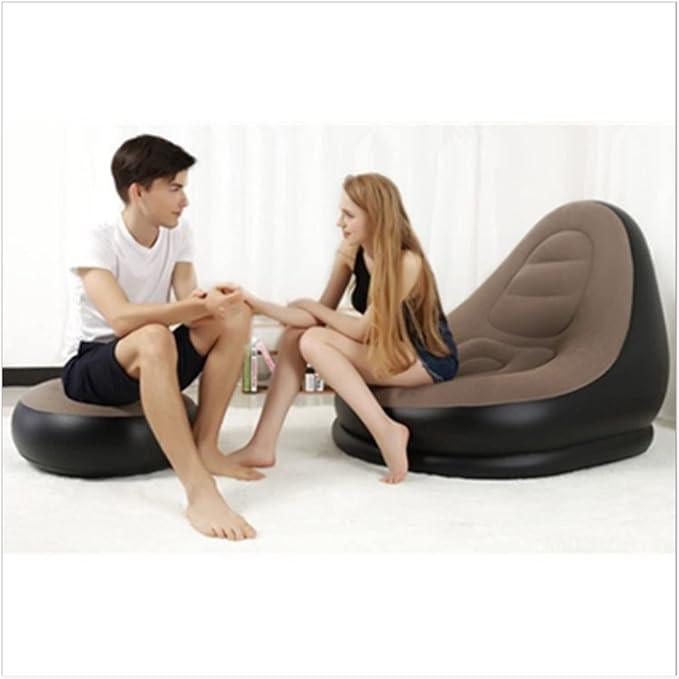 Modern Inflatable Single Sofa Lounger Chair with Ottoman and Easy Foot Pump